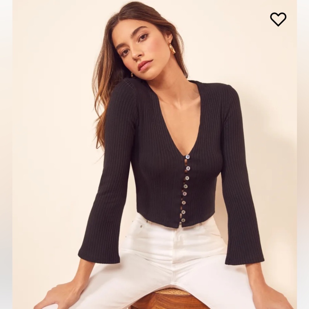 Reformation Gellar Knit Top in Black